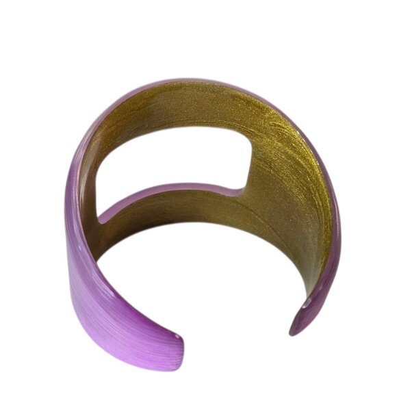 ALEXIS BITTAR Chunky Wide LILAC Carved Lucite Cuff Bangle Bracelet - Picture 5 of 6